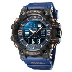 Montre Numérique de Sport pour Homme Étanche 5 Bars Grand Cadran Alarme Chronomètre Bleu