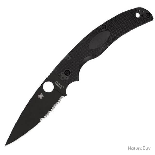 SPY-C244PSBBK Couteau pliant semi-dent Spyderco Native Chief manche FRN