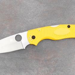 Couteau Spyderco Native Chief Salt Yellow Lame Acier CPM-MagnaCut Manche FRN Lockback USA SC244PYL