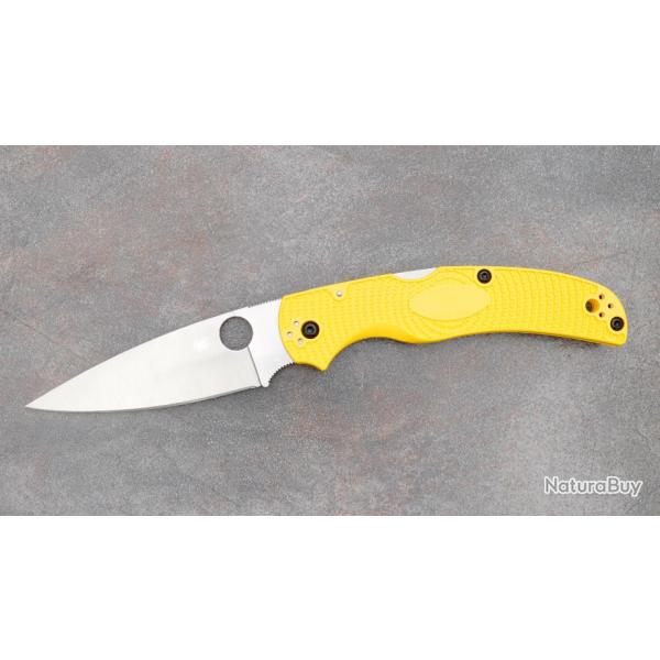 Couteau Spyderco Native Chief Salt Yellow Lame Acier CPM-MagnaCut Manche FRN Lockback USA SC244PYL