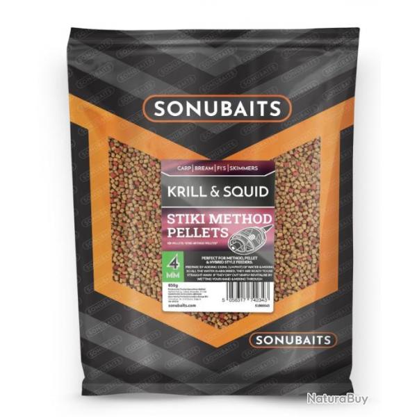 SONUBAITS STIKI METHOD PELLETS 4MM KRILL & SQUID 650GR SONUBAITS