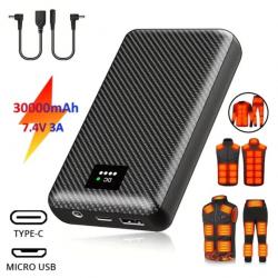 Batterie externe Portable 30000mAh, pour Gilet-gant-pantalon CHAUFFANT, PROMO LIMITÉE