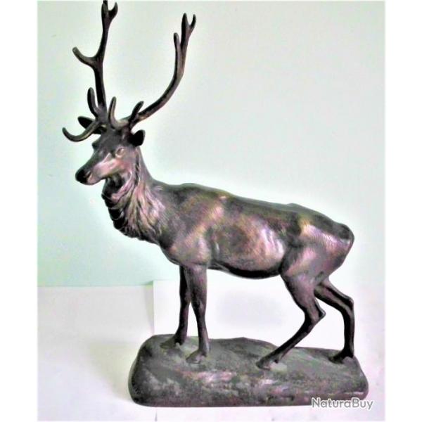 Sculpture bronze grand cerf 12 cors sign G.GARDET