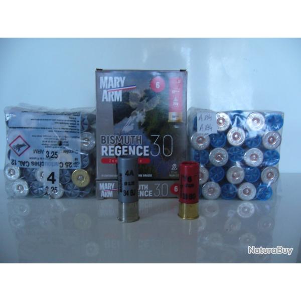 CARTOUCHE CALIBRE 12  LOT  MAGNUM ACIER  N 4A / N 6+7 - 6