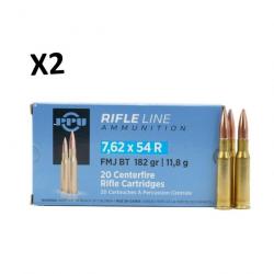 Lot de deux boîtes de PPU 7,62x54 R FMJ BT 182gr x20