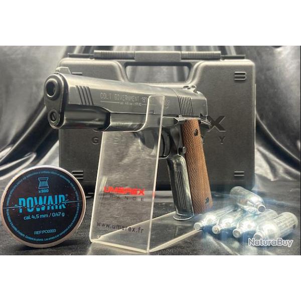 Pack prt  tirer "PISTOLET COLT GOVERNMENT 1911 A1" - CO2 - CAL 4.5 - FINITION VIEILLI