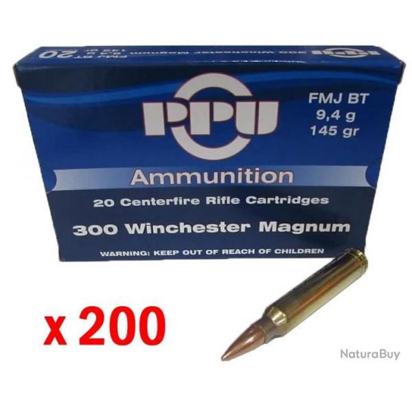 200 CARTOUCHES PARTIZAN 300 WIN MAG 145GR FMJ 