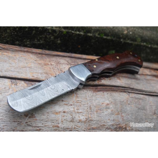 Couteau Faon Buck 112 Lame Damas 128 Couches Manche Bois Rosewood Scurit Lockback F Artisanale