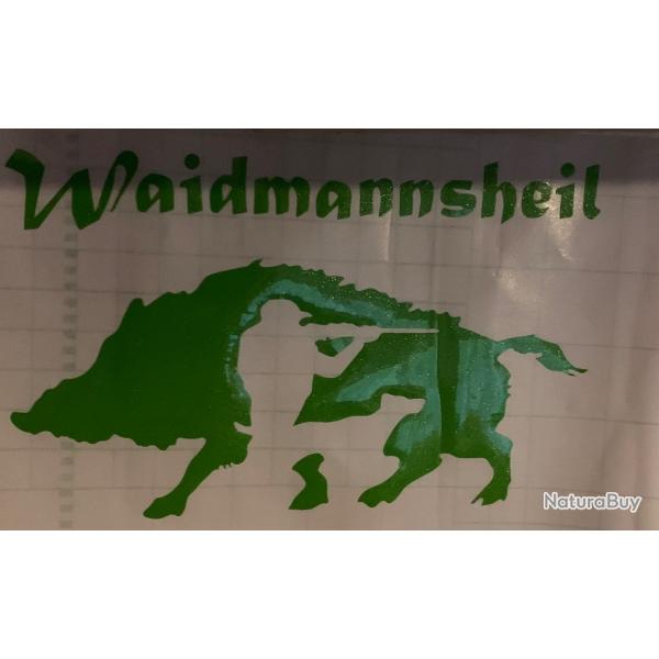 Autocollant waidmannsheil  motif chasse sanglier  pose voiture verre plastique ect ...Dispo en ...