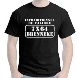 T-SHIRT - INCONDITIONNEL DU CALIBRE 7X64 BRENNEKE - 7 X 64 mm Chasse Gros Grand gibier Sanglier Cerf