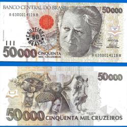 Bresil 50 Reais 1993 sur 50000 Cruzeiros Neuf Billet Camara