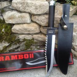 Poignard Rambo II First Blood Kit de Survie Acier Inox Manche Paracorde Etui Cuir NON NUMEROTé