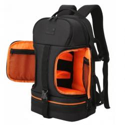 Sac à dos Etanche pour Appareil Photo Bande Réfléchissante Etui pour Trépied Rembourré 15.6" Orange