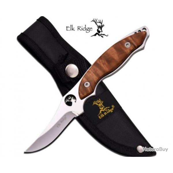 Couteau lame fixe Manche en Bois  avec  Etui en Nylon