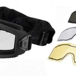 Masque Protection Aéro w/ 3 Verres (Lancer Tactical) Noir Transparent / Jaune / Fumé