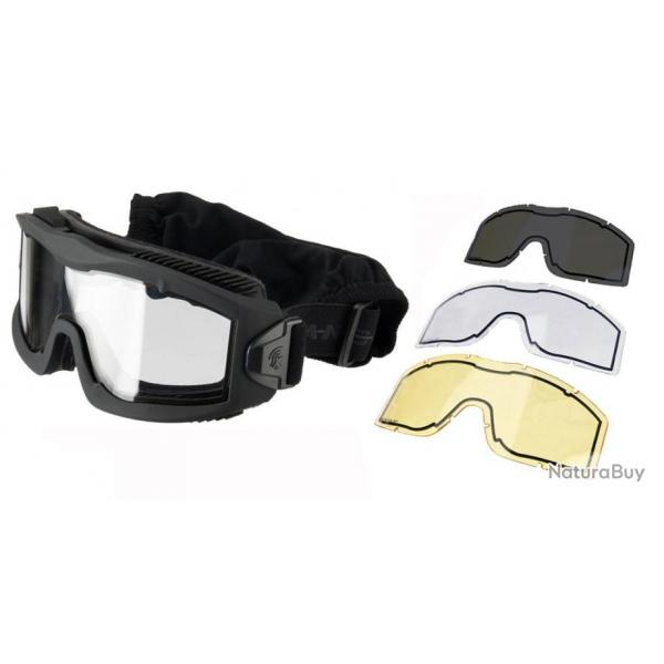 Masque Protection Aro w/ 3 Verres (Lancer Tactical) Noir Transparent / Jaune / Fum