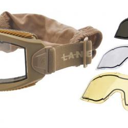 Masque Protection Aéro w/ 3 Verres (Lancer Tactical) Désert Transparent / Jaune / Fumé