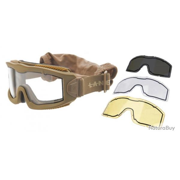 Masque Protection Aro w/ 3 Verres (Lancer Tactical) Dsert Transparent / Jaune / Fum