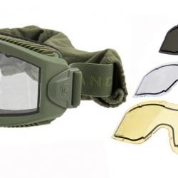 Masque Protection Aéro w/ 3 Verres (Lancer Tactical) OD Transparent / Jaune / Fumé