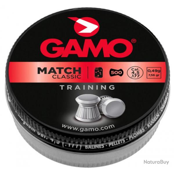 Plombs MATCH CLASSIC 4,5 mm - 500 plombs - GAMO