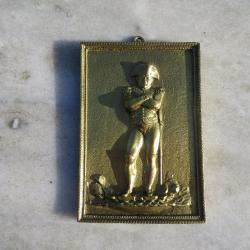 VINTAGE - Ancienne Plaque en bronze doré patiné figurant "Napoléon 1er" - FRANCE (Vers 1900)