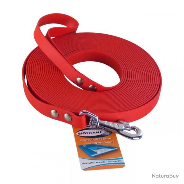 Longe BIOTHANE BETA plate 19 mm Rouge 5 m AVEC poigne