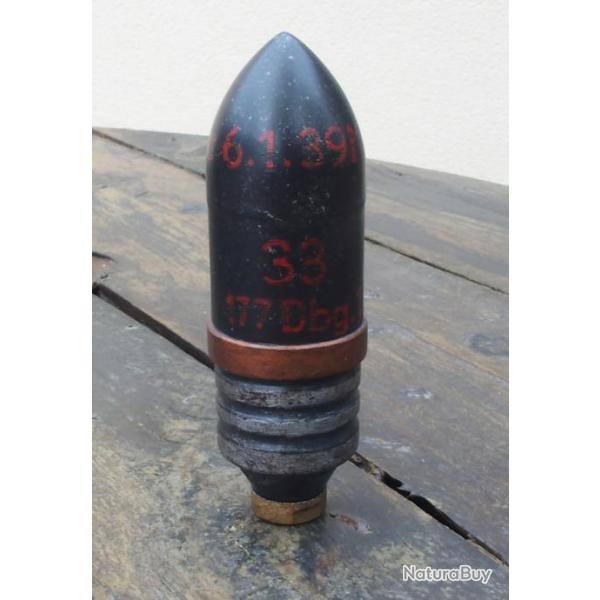 Reproduction en bois d'obus de 37mm PAK ou FLAK perforant