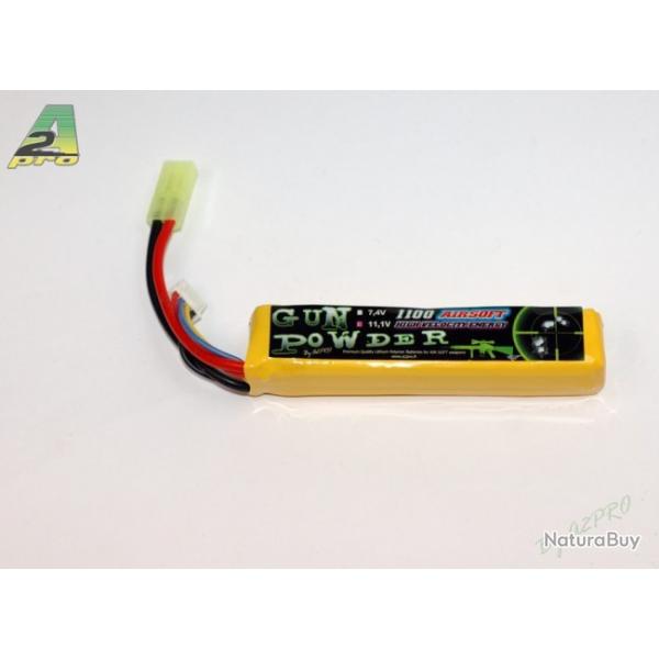 Airsoft - Batterie 1 stick Li-Po 11.1 V - 1100 mAh mini tamiya de la marque A2 pro (0511 0003)