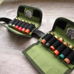 lot 2 pochettes cartouchieres de ceinture pour munition calibre 12 et 16 motif sanglier(h)