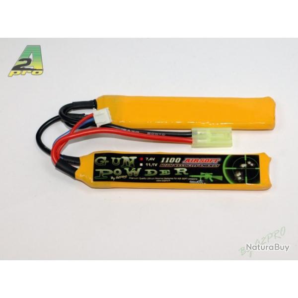 Airsoft - Batterie 2 sticks Li-Po 7.4V - 1100 mAh cosse mini tamiya | A2 pro (0510 0006)