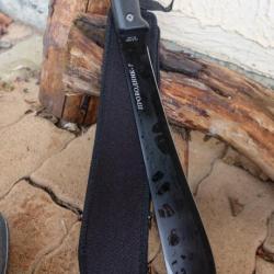 Coupe Coupe Bowie Machette Guide Alaska Lame Acier 40X13 Manche ABS Black Etui Nylon Survivalist