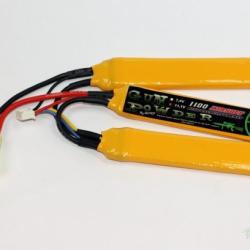 Airsoft - Batterie 3 sticks Li-Po 11.1V - 1100 mAh cosse mini tamiya | A2 pro (0511 0005)