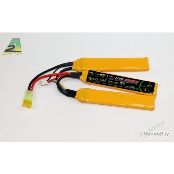 Airsoft - Batterie 3 sticks Li-Po 11.1V - 1100 mAh cosse mini tamiya | A2 pro (0511 0005)