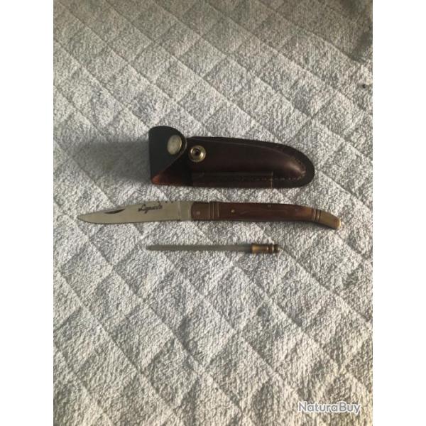 Vend trs beau couteau de chasse laguiole avec tuit de ceinture en cuir