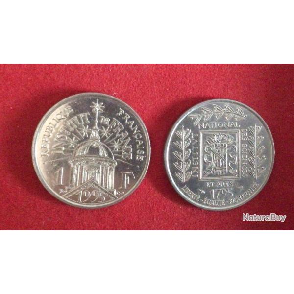 FRANCE monnaie  Vme RPUBLIQUE - 1 FRANC 1995 INSTITUT DE FRANCE bicentenaire 1795/1995 (2)