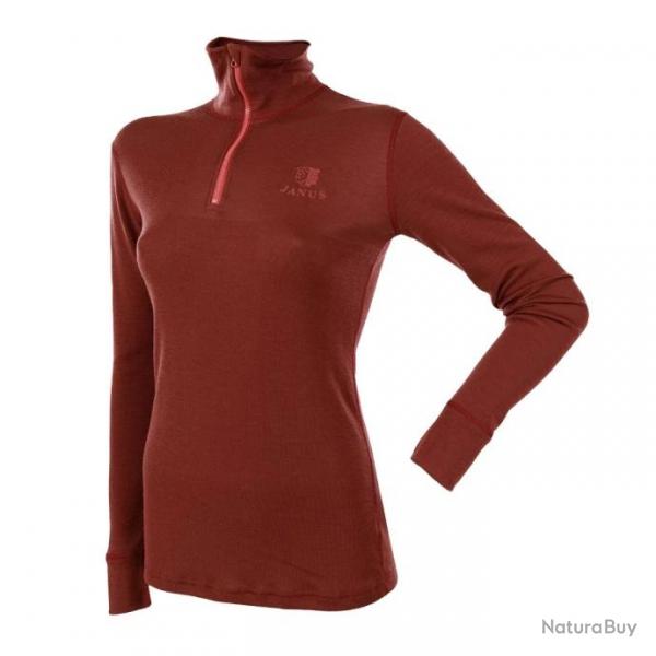 Haut  col montant zip pure laine mrinos Femme S (small) rouge corten