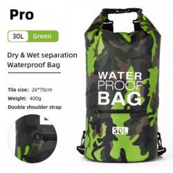 Sac à Dos Étanche 30L - Waterproof avec Poche Fermeture éclair pour Activités Plein Air Vert