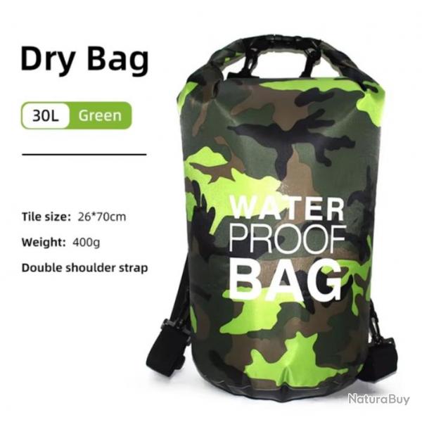 Sac  Dos tanche 30L - Waterproof clair pour Activits Plein Air Vert