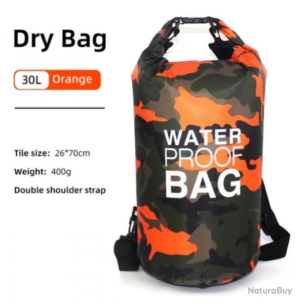 Sac  Dos tanche 30L - Waterproof clair pour Activits Plein Air Orange