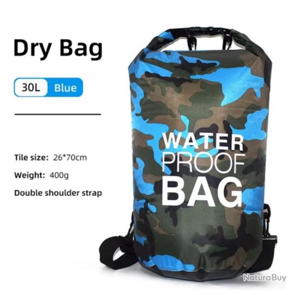 Sac  Dos tanche 30L - Waterproof clair pour Activits Plein Air Bleu