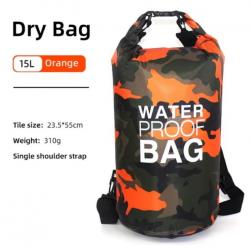 Sac à Dos Étanche 15L - Waterproof éclair pour Activités Plein Air Orange