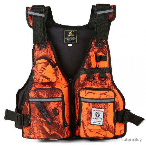 Gilet de pche River Ready multi-poches - Orange