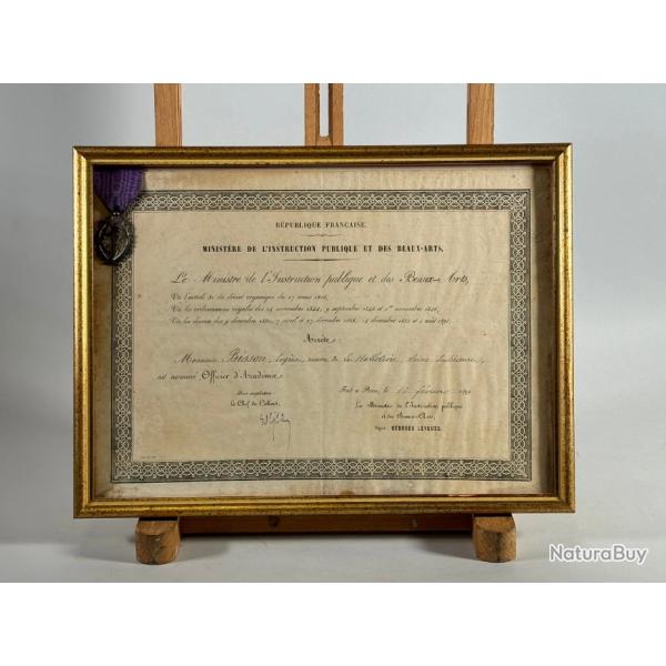 Palmes Acadmiques 1899 - Mdaille d'Officier, Eugne Bisson, Maire de La Hallotire