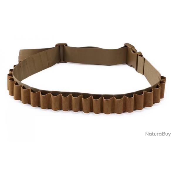 Ceinture Porte-Cartouches pour Fusil de Chasse Calibre 12/20 - Capacit 26 Cartouches Tan