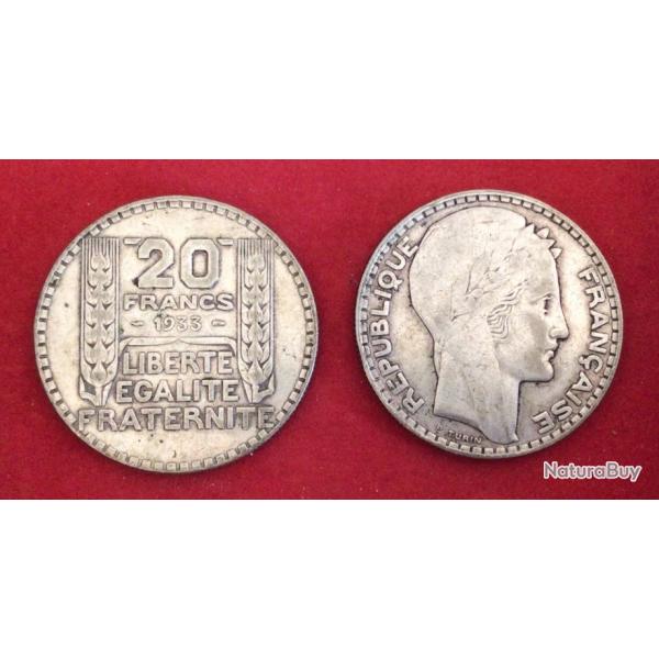 FRANCE  monnaie IIIme Rpublique - PICE ARGENT 20 FRANCS TURIN. 1933
