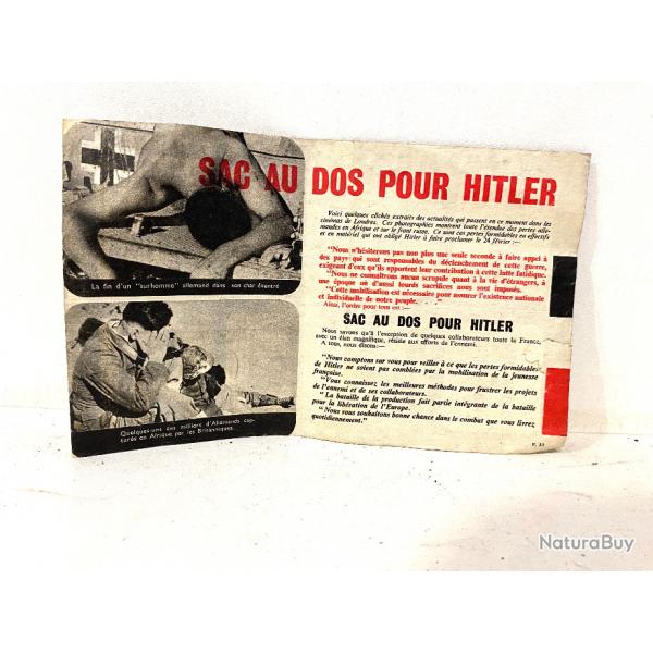 Ancien papier Allemand Sac au dos pour Hitler et Actualits du front de l'est