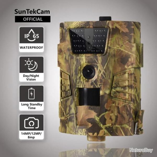 SunTekCam 1080P Camra de Chasse Led Infrarouge 850nm IP65 Etanche 120 Degrs Grand Angle 14MP Camo