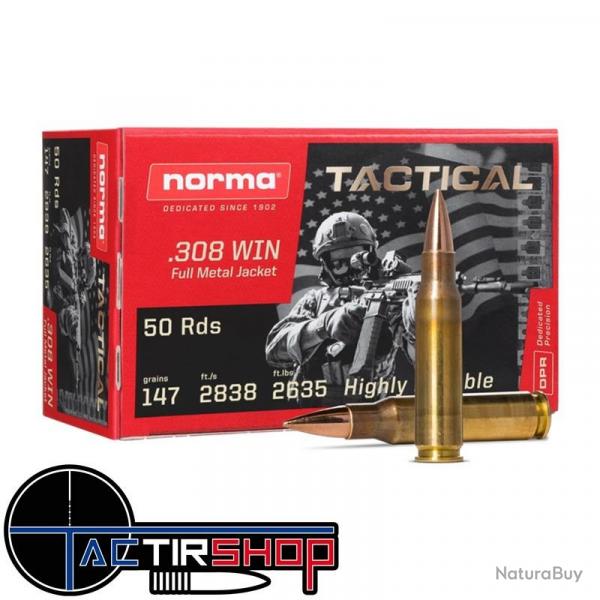 Munition Norma 308 Win. Tactical 147gr Boite de 50