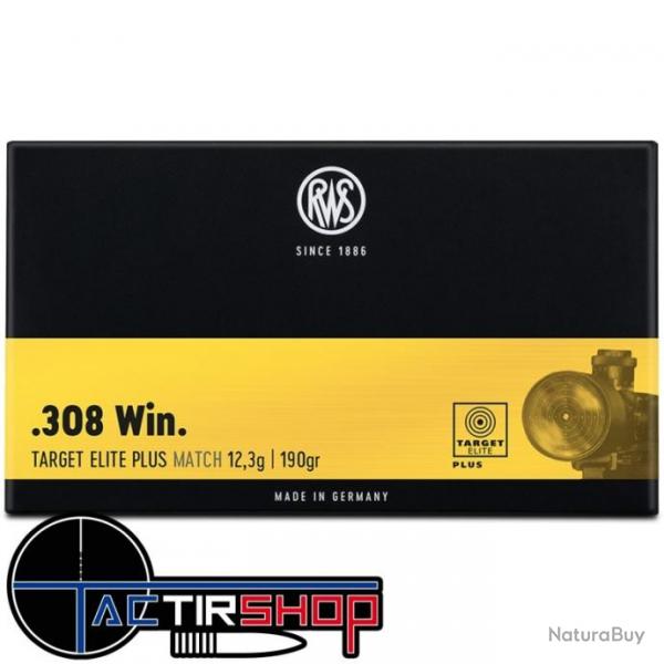 Munition RWS Target Elite Plus .308 Win 12,3G / 190g boite de 20