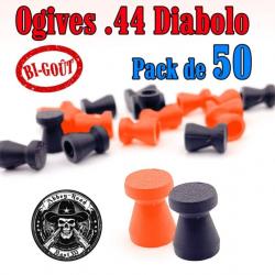 Balle tir réduit .44 ogive bigout haute visibilité diabolo plastique - Pack de 50 - Bast3D